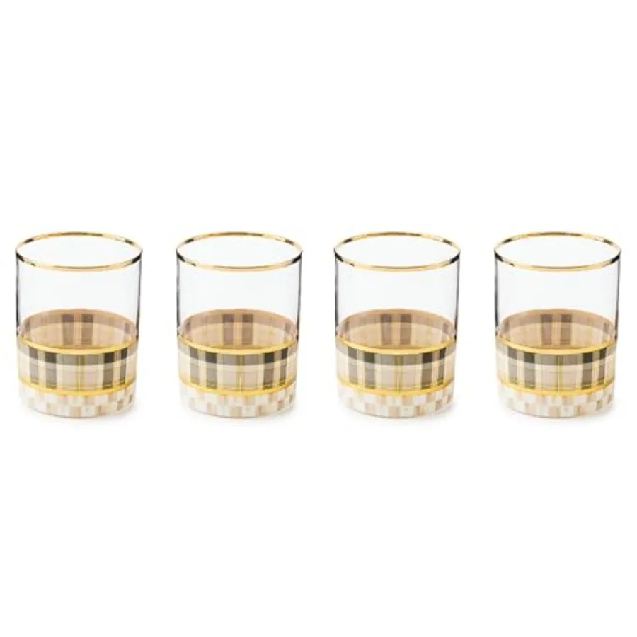 

Set of 4 Tumbler Glasses GlaDrinkware wi Gold Rims 2 Ounces Brown-and-White rn Mocha