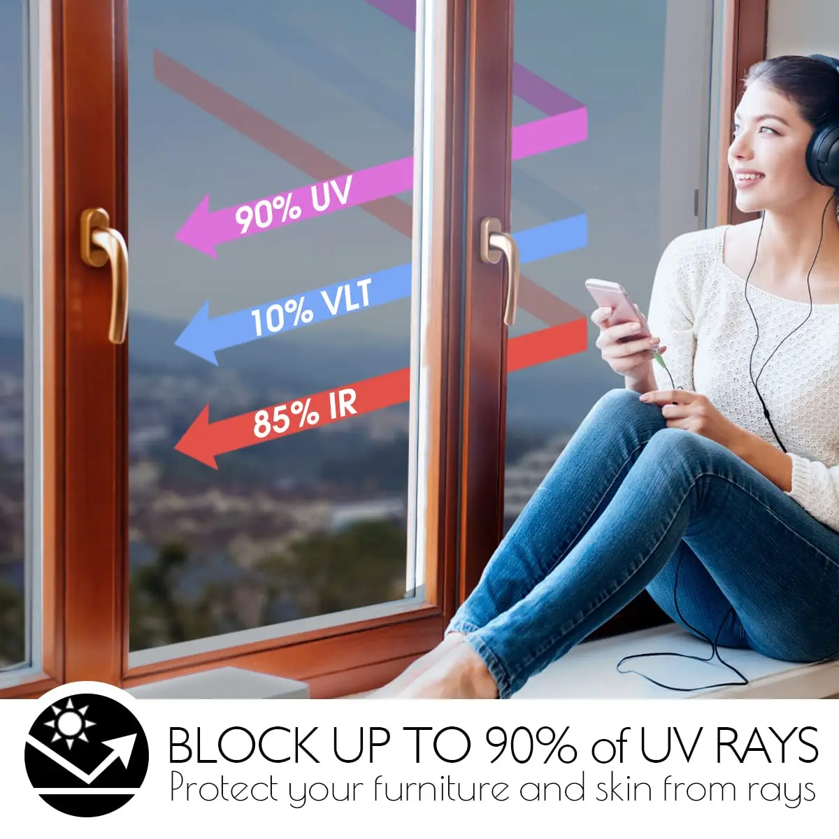 نافذة المنزل الخصوصية فيلم طريقة واحدة الفينيل الزجاج ملصقات الأشعة فوق البنفسجية حجب مرآة احباط نانو رمادي غير لاصق مكافحة نظرة نافذة تينت فيلم