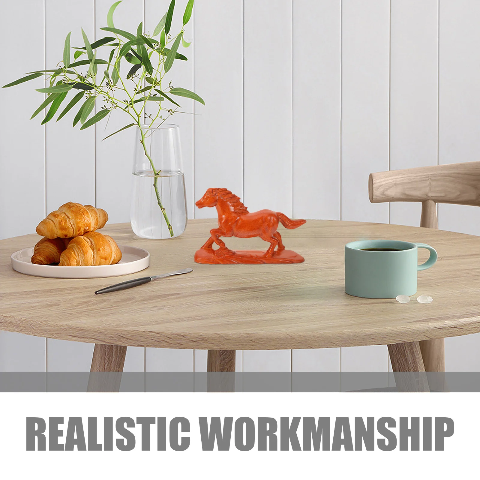 

Wood Horse Statue Realistic Smooth Surface Home Desktop Ornament Office Shelf Decoration Craft Horse Sculpture