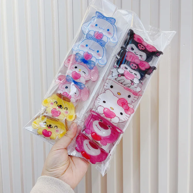 12PCS Sanrio Disney Girl Claw Clip cute Cinnamoroll Kuromi Kittycat melody Kids Hair Clip Headwear Hairpin Hair Accessories Gift