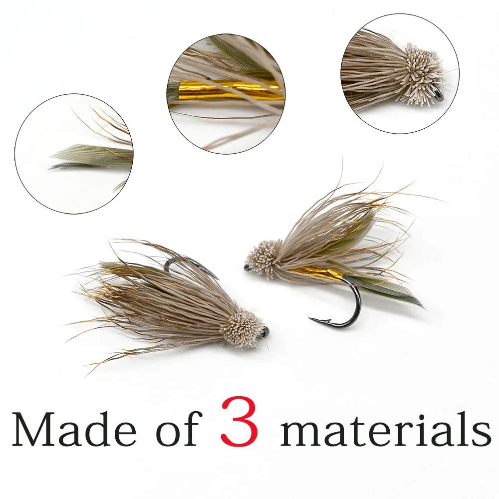 MNFT 10PCS 6# Brown Color Deer Hair Gold Body Muddler Minnow Fly Bass Fishing Lure Steamers Trout Flies