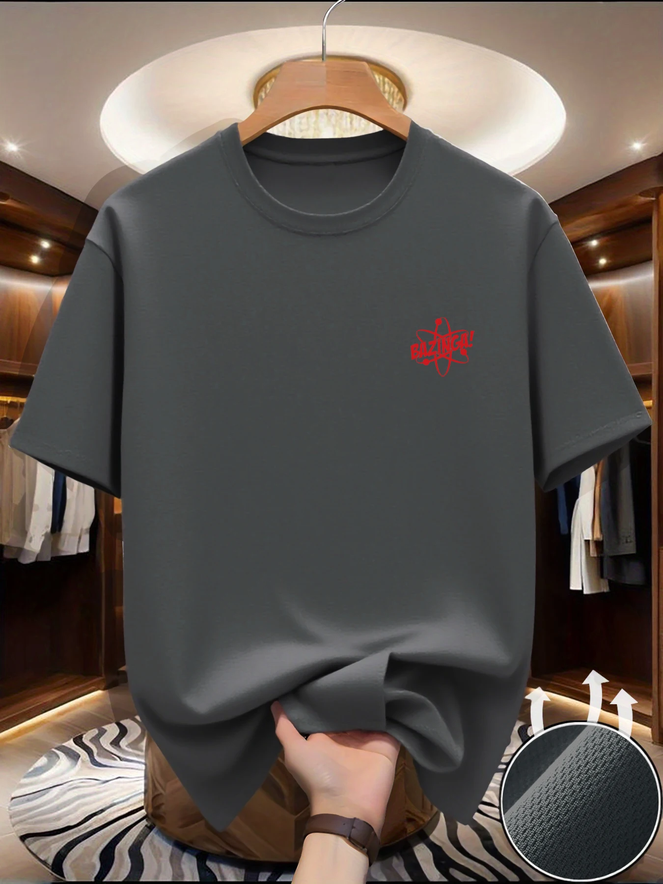 Small-scale design, simple and fashionable T-shirt, cool and breathable in summer, men's round-neck short-sleeved shirt