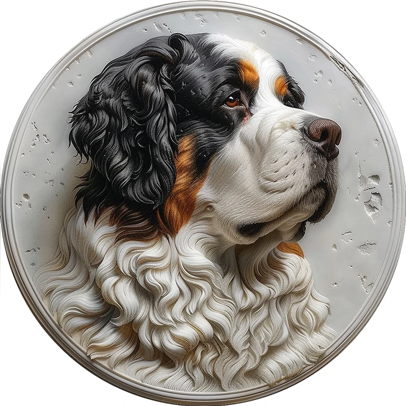 

Custom Saint Bernard Dog Pet Ornaments Circular Aluminum Decorative Paintings Memorial Souvenir Tombstones for Indoor Outdoor