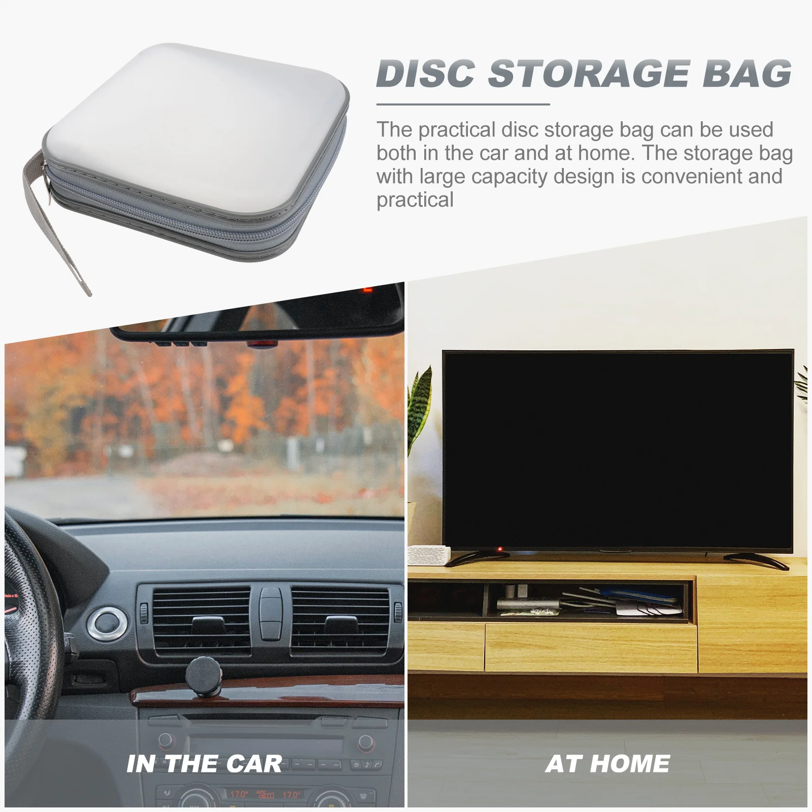 40 Capacity Dvd CD Bag Storage Pouch Zipper Case Car Holder CDs White Disc Cases