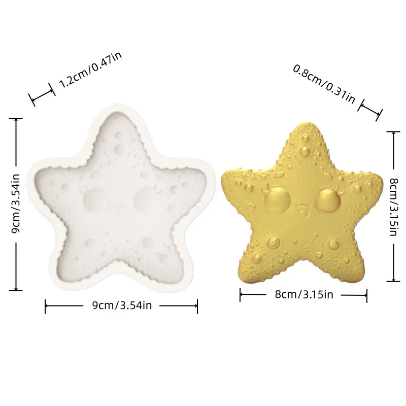 Cute Starfish Baking Mold, Chocolate Fondant Embossing Tool, Ocean-Themed Dessert Chocolate Decoration DIY Silicone Mold view 2
