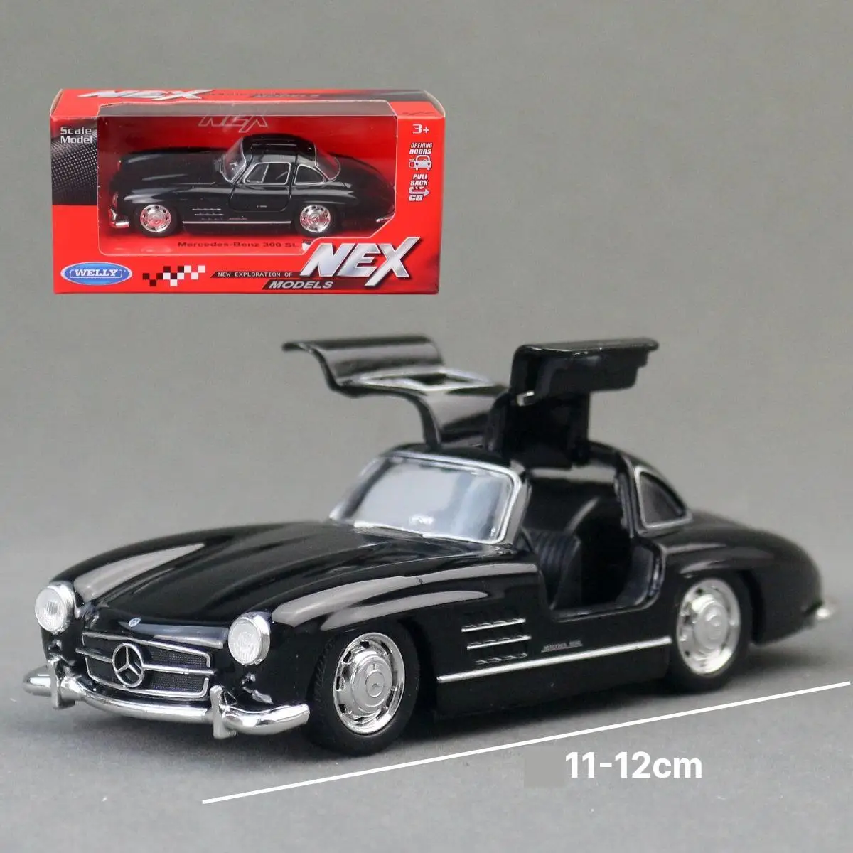 

Игрушечная машинка Mercedes-Benz 300SL в масштабе 1/36 для детей, коллекционная модель Welly из литого металла, миниатюрная, с функцией отката, свободные колеса, подарок для мальчиков
