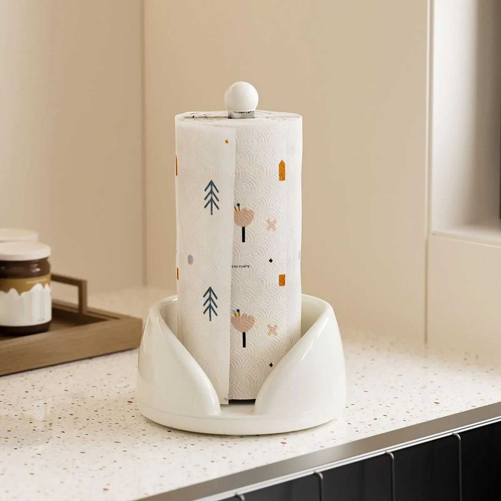 

Paper Towel Holder Countertop Large Capacity Stainless Steel Rotating Home Supplies Kitchen Towel Holder For Home Apartment