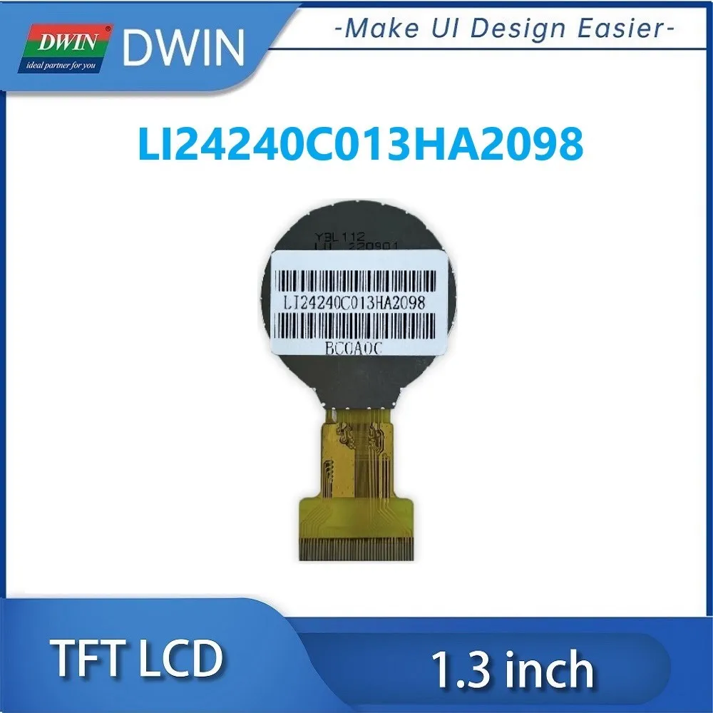 DWIN 1.3 Inch Circular IPS TFT LCD Module 240x240 200nit RGB 18bit GC9A01A IC LCD Screen