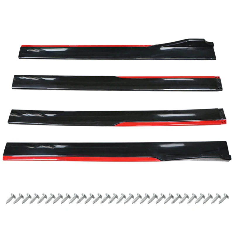 4PCS Universal Red Black 2.4M Side Skirt Extensions Car Side Skirts Winglet Splitters Lip For Benz For BMW For Honda For Toyota