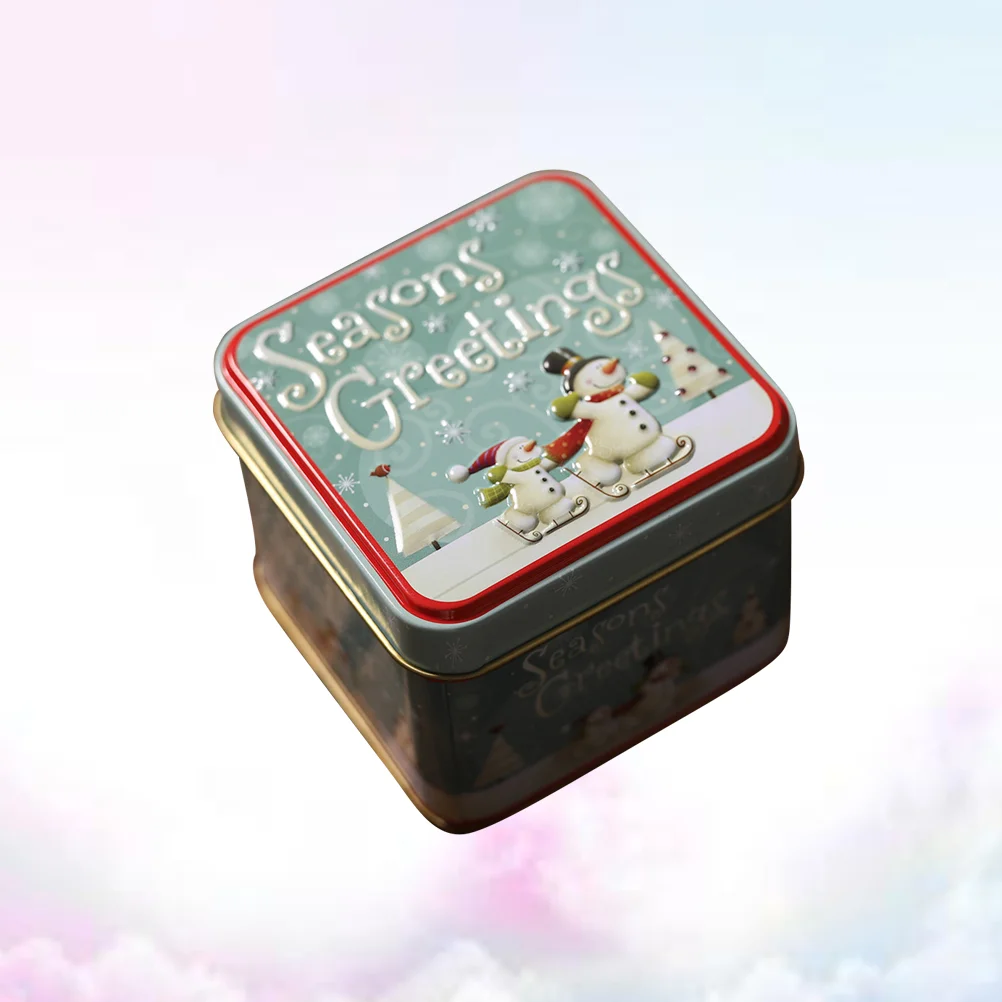 Christmas Gift Canister Tins Cookie Jar Square Boxes Candy Tea Leaf Container Tinplate Biscuit Xmas Vintage