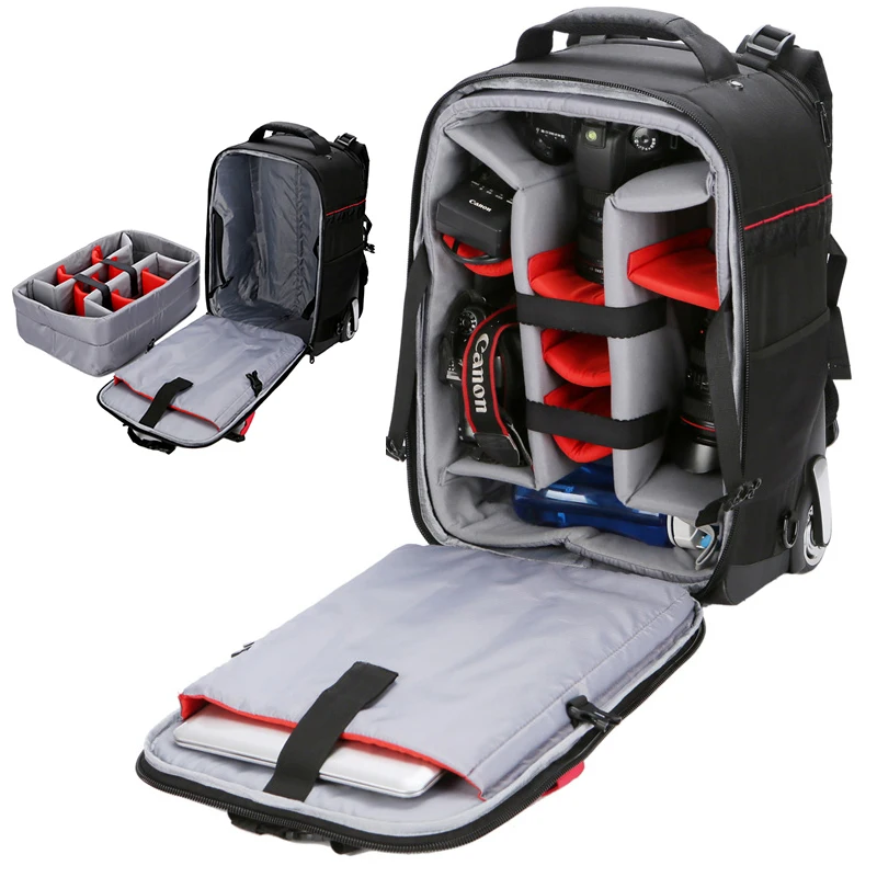 Professioneller Kamera-Trolley, Gepäcktasche, Trolley, Fototasche, Camcorder, digitaler Rucksack, Koffer, Reisefotografie-Rucksack