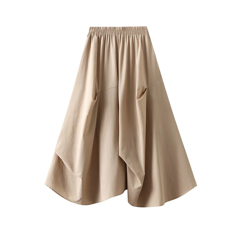 

Chic Irregular Wrinkle Skirts for Summe Women's Skirt New Skinny Elastic High Waist Solid Midi Umbrella Skirt Woman Clothing