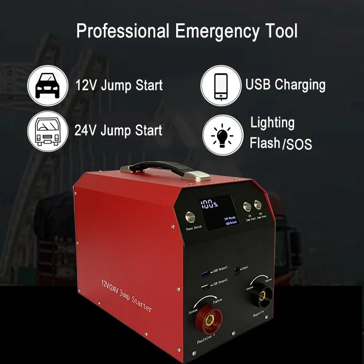 Portable Big Capacity Heavy Duty Truck Emergency Battery Booster Professional 12 24V Car Jump Starter 2000A