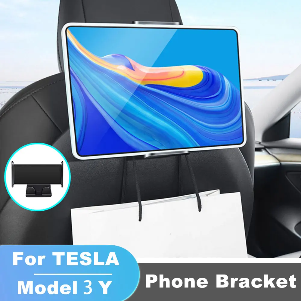 

For Tesla Model 3 Y Tablet PC iPad Mini Support Back Seat Phone Holder Hook 360 Degree Rotate Stand Auto Headrest Bracket