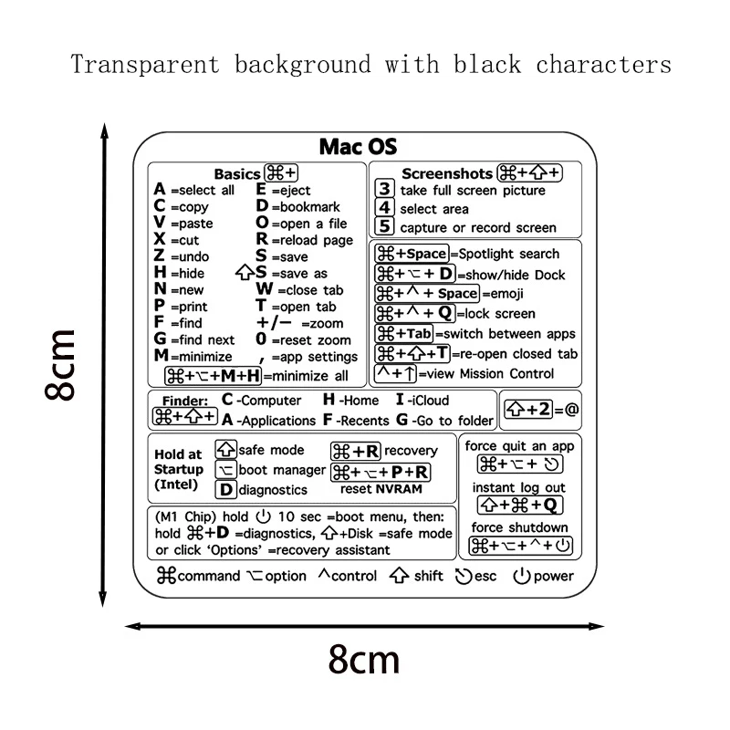 

5pcs Windows/word shortcut keys for laptop office software quick command operation waterproof stickers