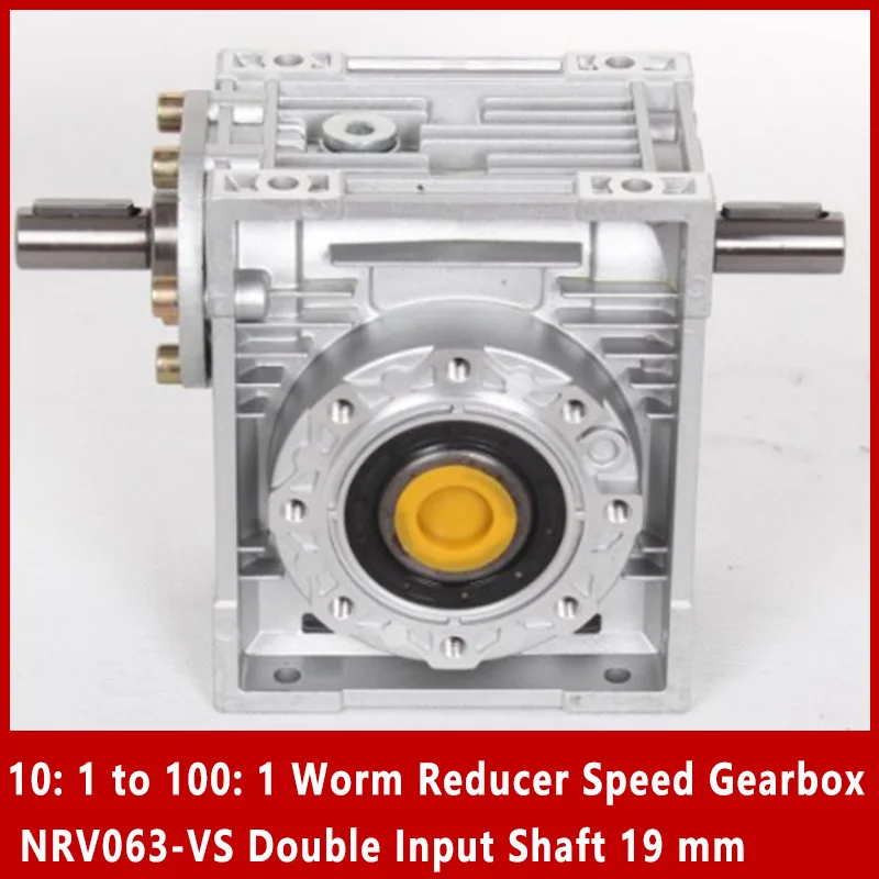 

10: 1 to 100: 1 Worm Reducer Speed Gearbox NRV063-VS double input shaft 19 mm