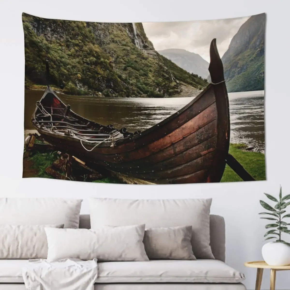

Viking Boat - Solitude in Norway Tapestry Japanese Room Decor Room Decorations Decoration For Bedroom Tapestry