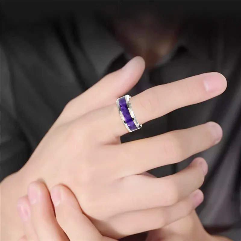 Minimalist Stainless Steel Purple Ring for Women Fashion Knuckle Jewelry Men Birthday Party Simple Rings Gifts Accessories