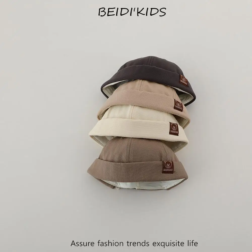 

Vintage Baby Docker Cap Solid Color Hip Hop Beanie Hat for Toddler Spring Summer Cotton Kids Boy Girl Melon Caps
