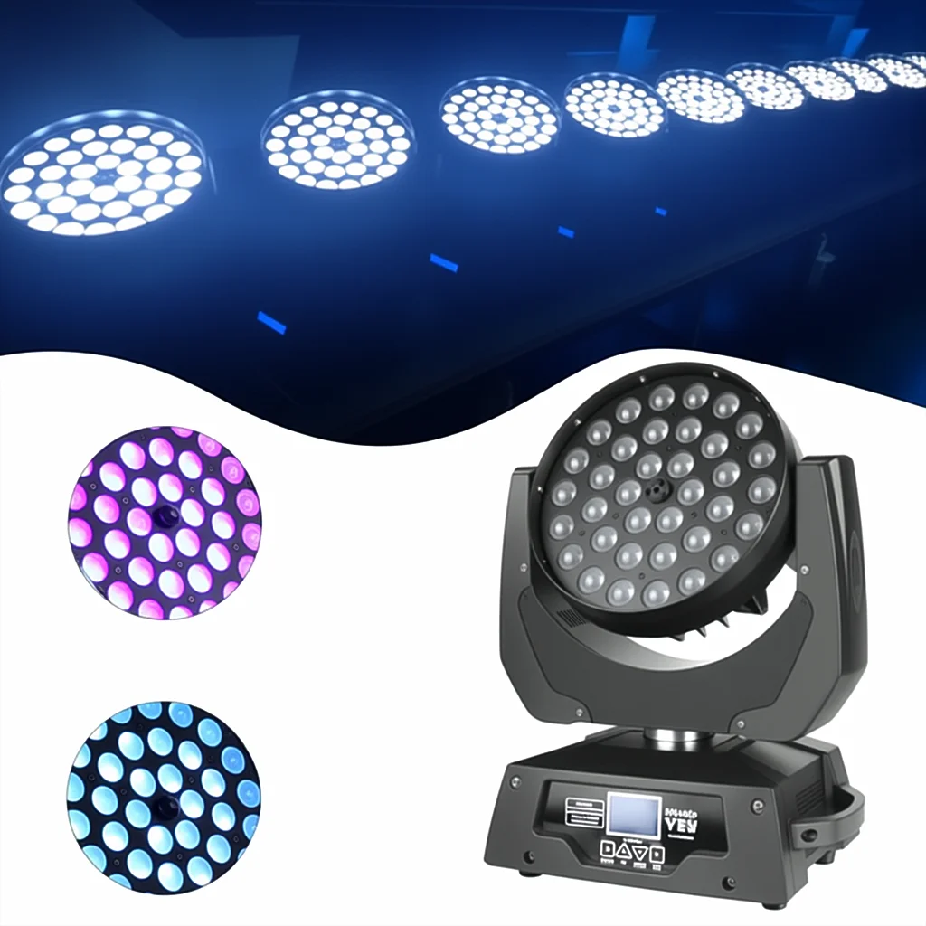 Grace 36 18W RgbwaUv 6in1 Wash Zoom LED Moving Head Disco Club Stage Lights