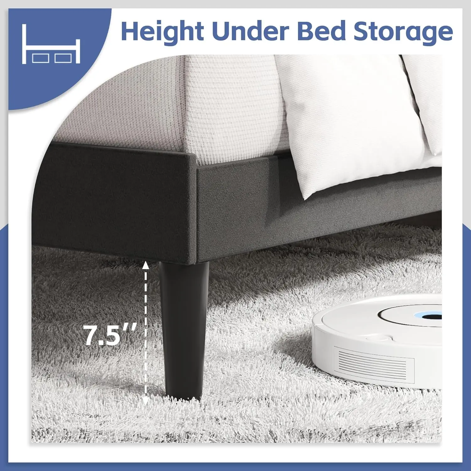 Queen Bed Frame With Adjustable Headboard, Upholstered Velvet Bed Frame, Platform Bed Frame, Under-Bed Storage, No Box Spring