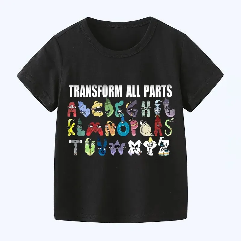 New 2023 Summer Cotton Children's Alphabet Lore Harajuku T-shirt Boys T Shirt Girls Clothes Print Cartoon T Shirts Kids Clothes