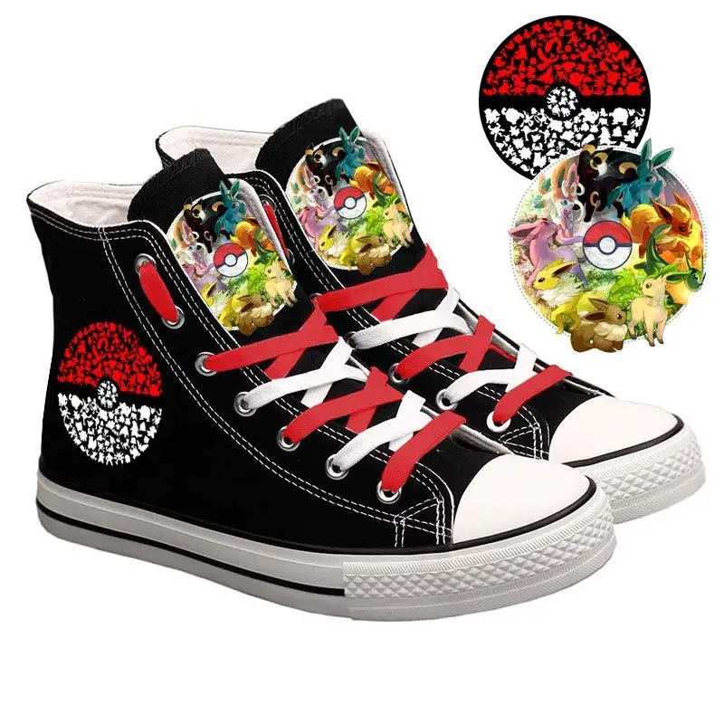 2024 new Canvas plus size Female Pikachu Korean Version Casual Women's Shoes man Breathable Student black Shoes