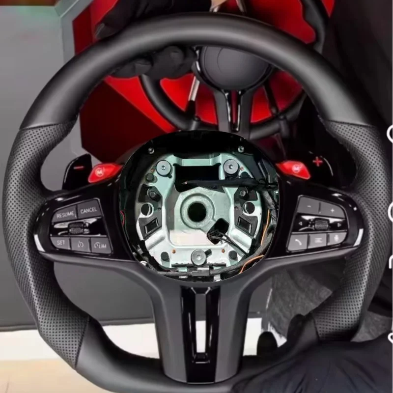 Volante de carro em couro para BMW G20 G30 G01 G02 G05 G16 G80 G87 M3 M4 G01 G02 M3 X6 G06, acessórios de interior para volante.