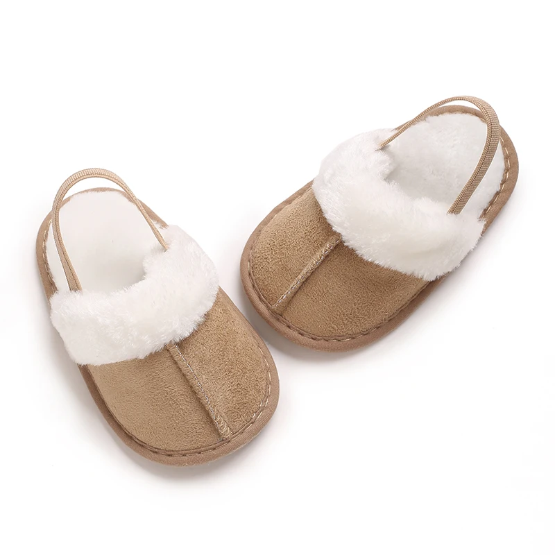 Winter Baby Slippers Pluizige Baby Jongen Meisje Sandalen Schattige Bloem Borduurwerk Zachte Antislip Zool Peuter Eerste Peuter Baby Schoenen