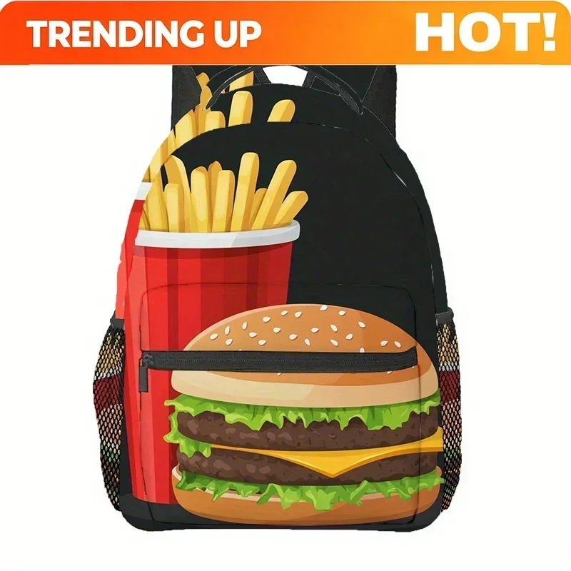 Custom Bag Hamburger Fries (4) Printed Backpack, Men's Outdoor Sports Backpack Hiking Backpack, Camping, Casual Party, Unisex Ad