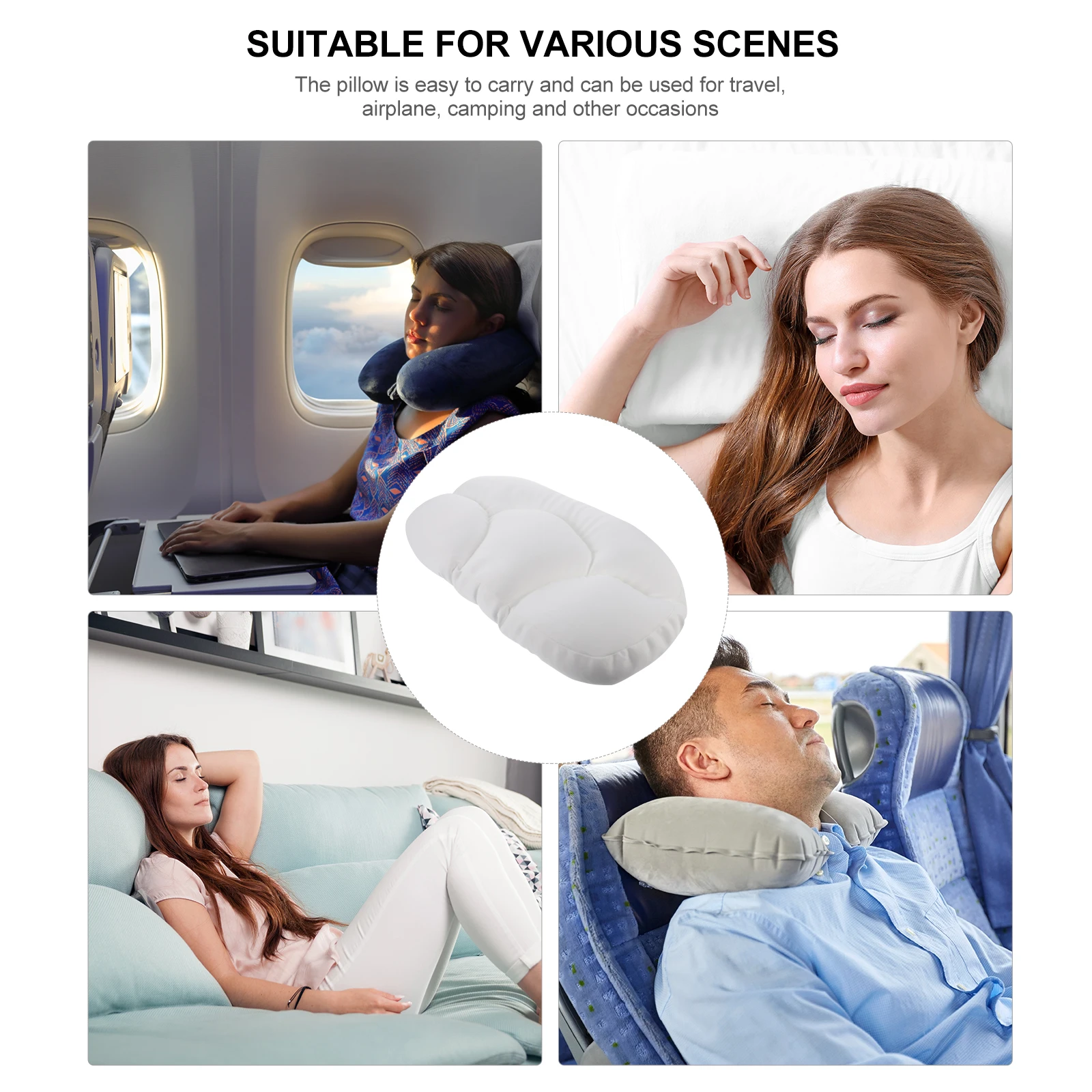 Almohada blanca de ayuda para dormir para cama, viaje, ligera, cómoda, soporte para el cuello, cojín Cervical, almohadilla de partículas, fácil cuidado, diseño suave