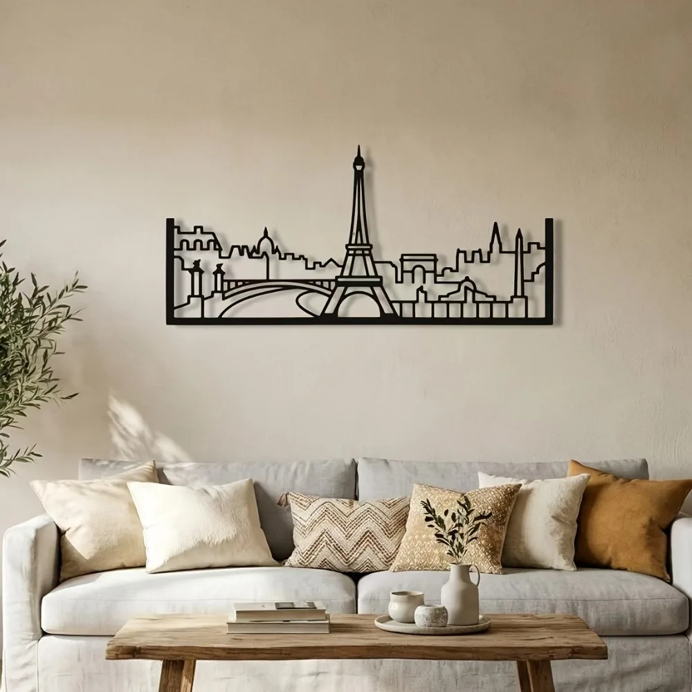 CIFBUY Eiffel Tower Metal Wall Art Iron 2D Sculpture Paris Hanging Decor For Home Indoor Outdoor Rustproof Accent