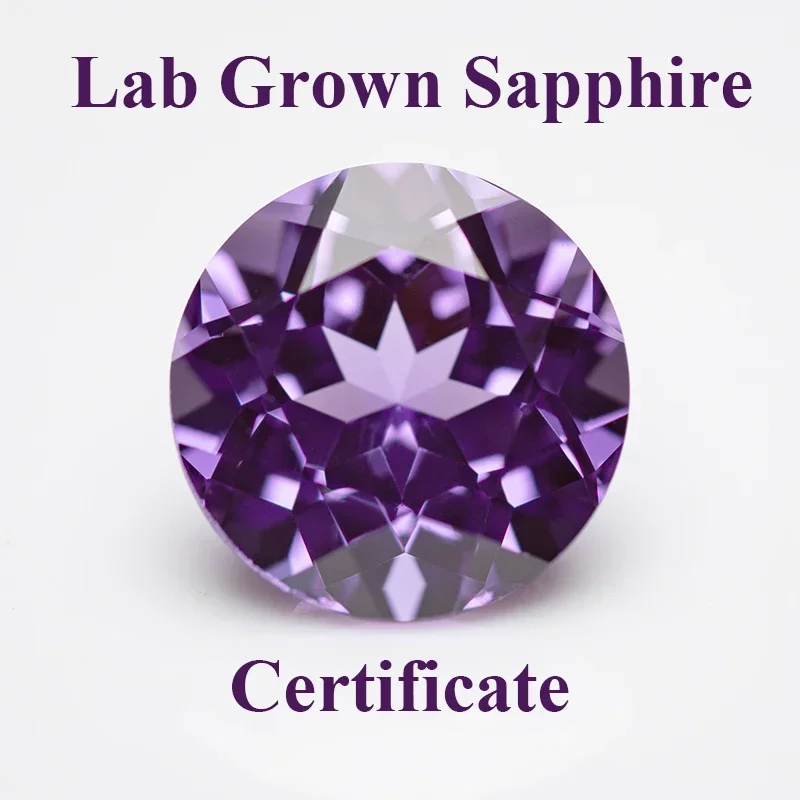 

Lab Grown Sapphire Purple Blue Color Round Shape Charm Beads for Diy Jewelry Making Pendant Materials Selectable AGL Certificate