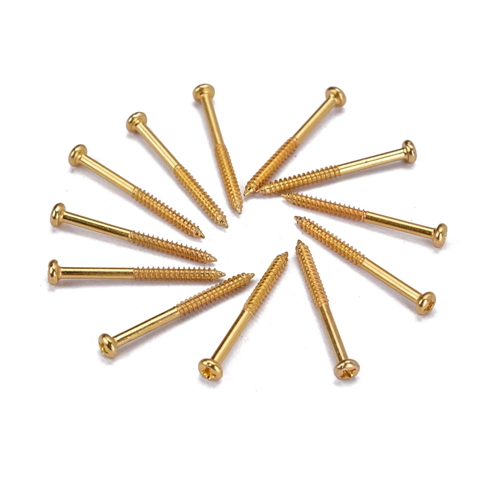 12 Pcs Bass Pickup Mounting Screws Instrument Accessory for PB 90 Pickups(Gold)