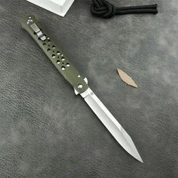 High Quality Ti-Lite Flipper Assisted Hunting Folding Knife Green G10 Handle AUS8 Blade EDC Pocket Knives Camping Survival Tool