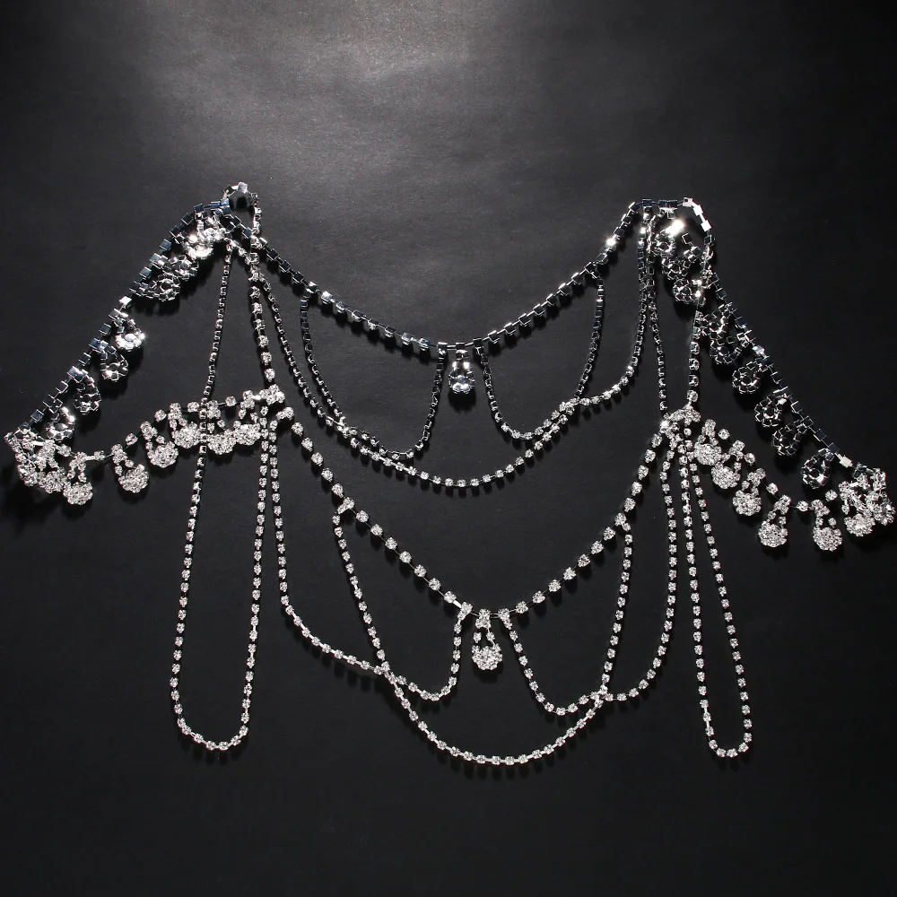 Rhinestone Multi-layered Shoulder Chain Jewellry Elegant Necklace Body New Wedding Accessories Decoration Party Bride Dress 2024