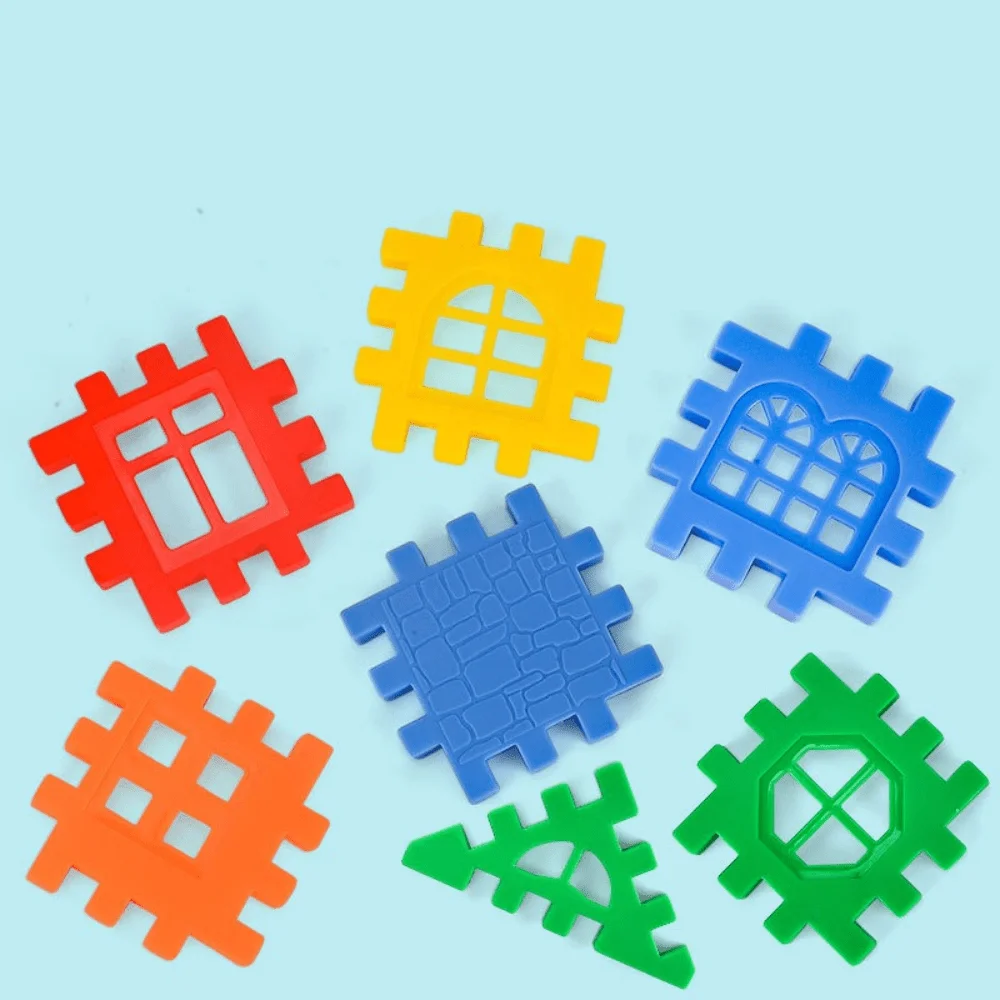 บล็อกตัวต่อสำหรับเด็ก - ตัวต่อพลาสติกแบบสี่เหลี่ยมที่สามารถเชื่อมต่อกันได้ ของเล่นสร้างโต๊ะ DIY สำหรับเด็กเพื่อสร้างบ้าน