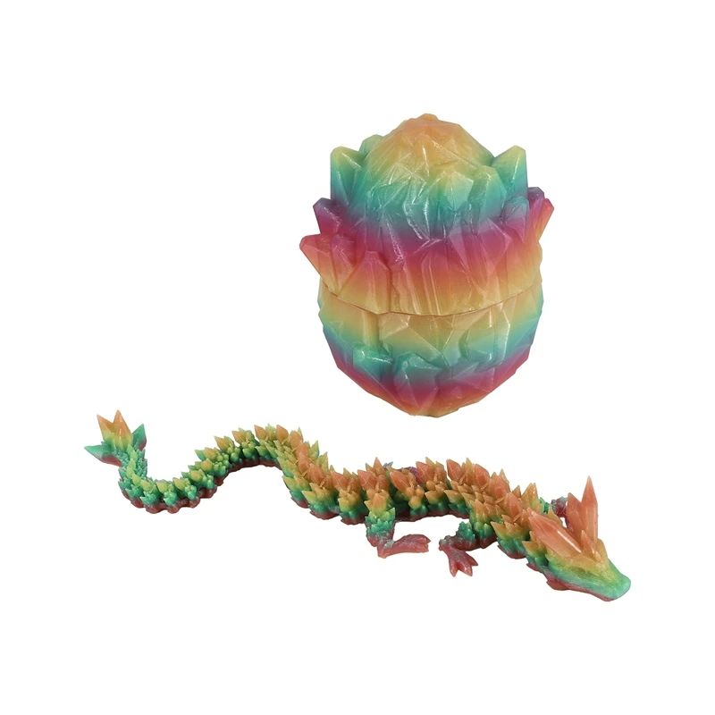 3D Printed Gem Articulated Dragon Rotatable 3D Dragon Toy Mystery Dragon Egg Poseable Joints Fidget Toy Gift Home Decor