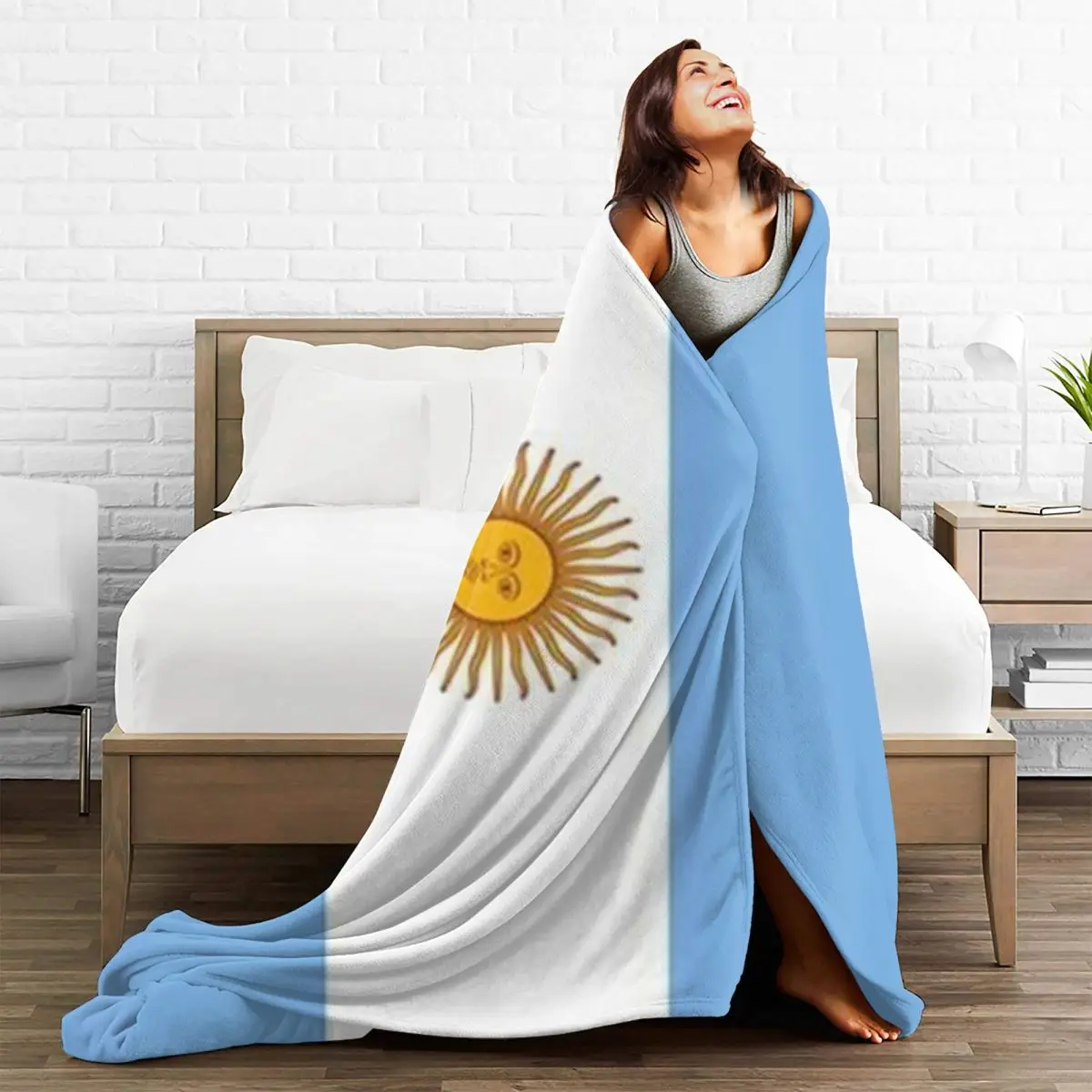 Argentina Flag Super Soft Blankets Blue and White Travelling Throw Blanket Winter Funny Custom Flannel Bedspread Sofa Bed Cover