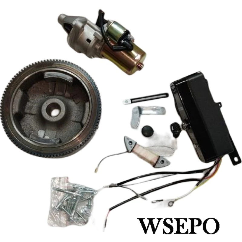 Electric Start Rebuild Kit(Incl. Fywheel Charging Coil Starter Key Box) Fits 182F 188F 190F GX340 GX390 GX420 Gasoline Engine