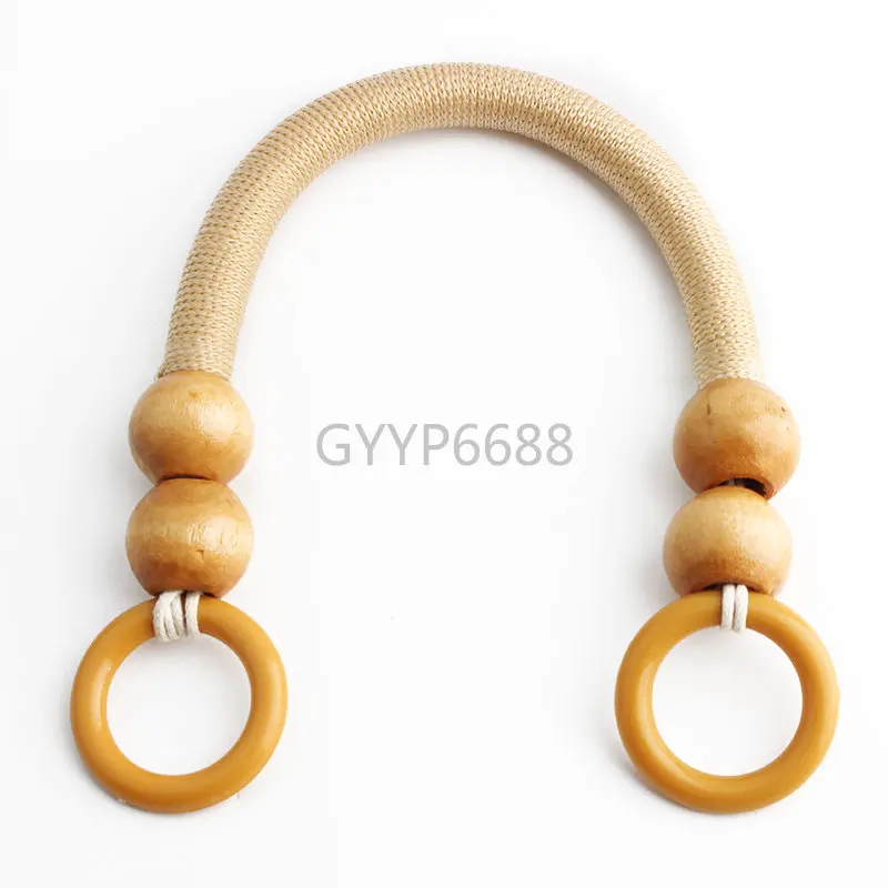 2-10-30PCS Nylon Wooden Beads Rope Handles For Handbag Shoulder Handmade Bead Rope Bag Handle DIY Purse Strap Bags Accessories