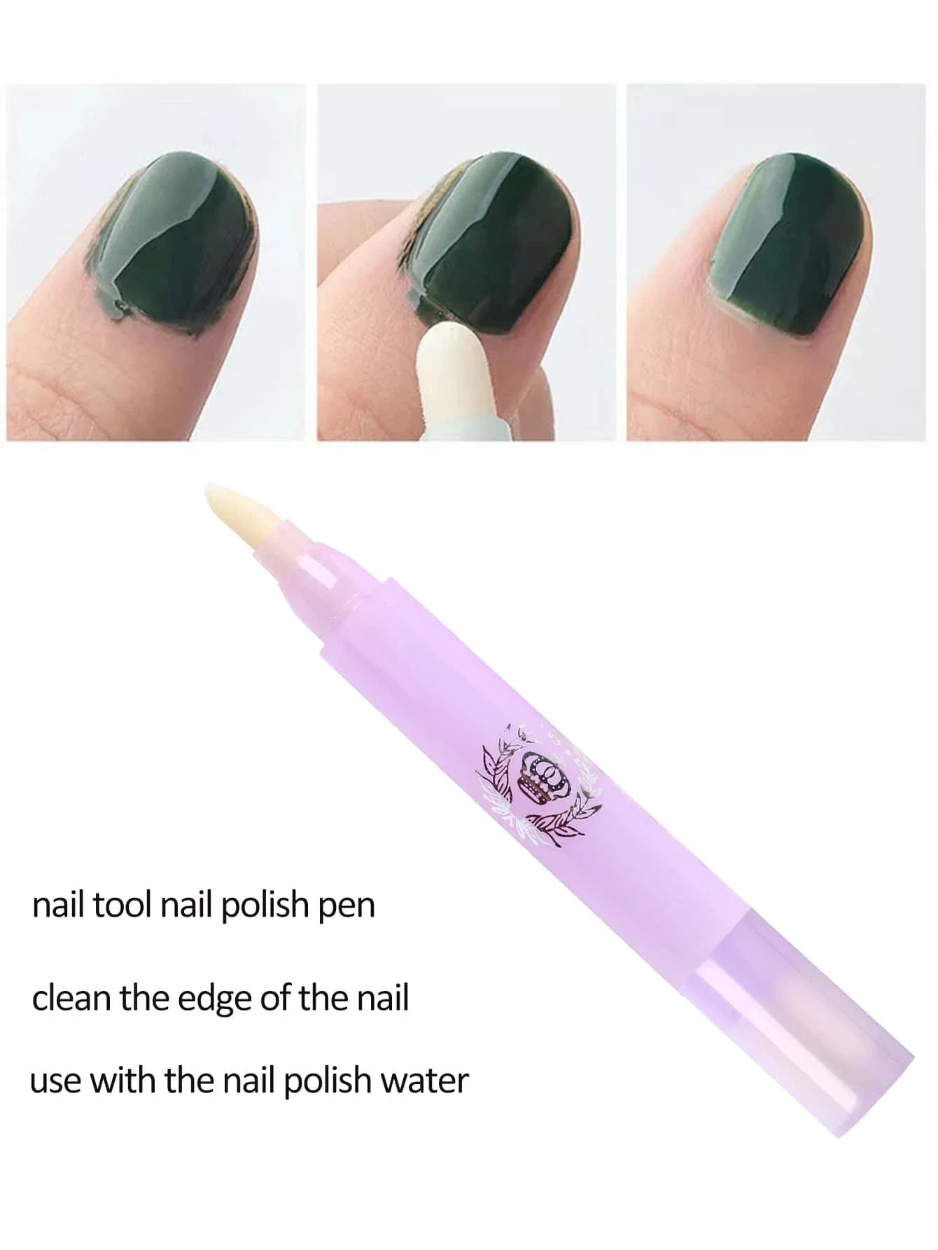 1 قطعة مسمار الفن مصحح القلم إزالة الأخطاء مع 3 نصائح أحدث مسمار مصحح طلاء الأظافر القلم الأنظف محو مانيكير #2