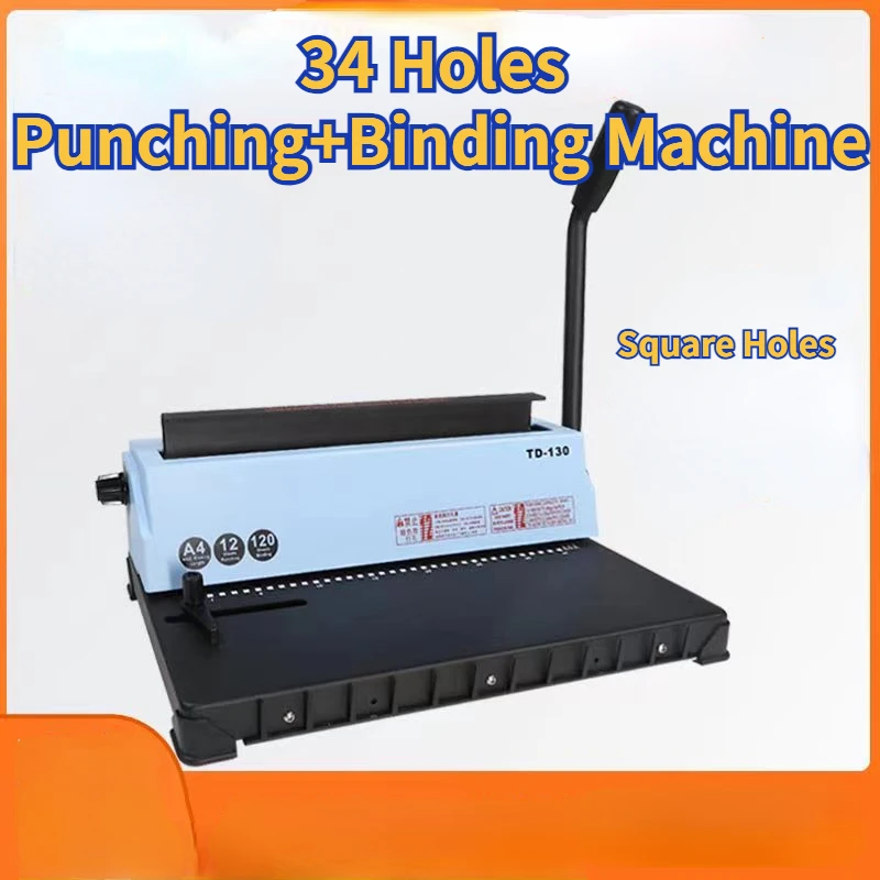 Double-coil 34-hole Iron Ring Binding Machine Album Office Hole Punch Document Menu Desk Calendar Punching Machine Paper Punches