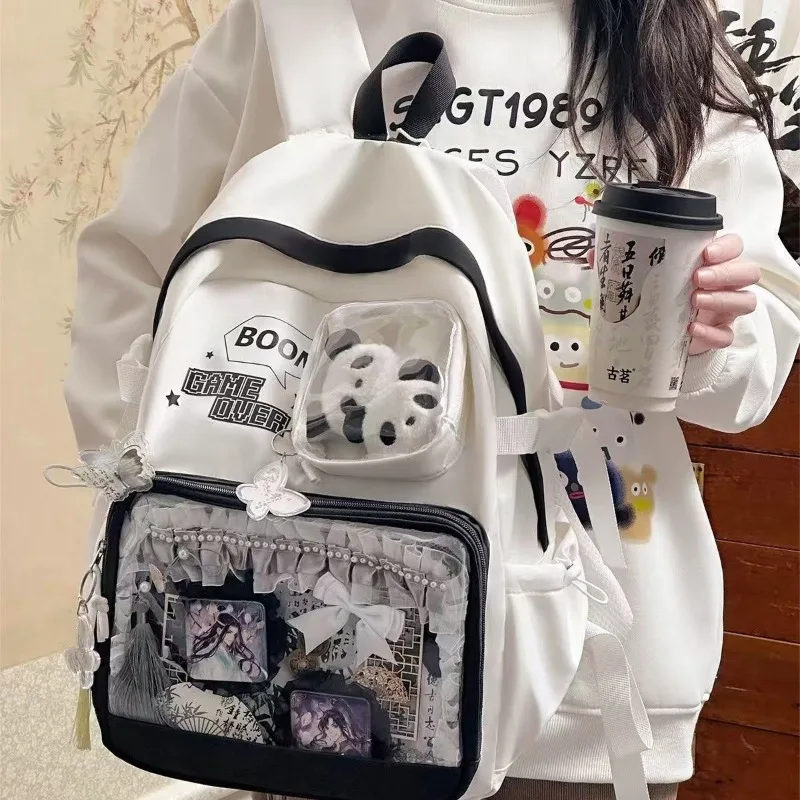 

Youth Large Capacity Ita Mochila Transparent Mochilas Mujer Student Bag Preppy Style Backpack Practical Bags for Woman