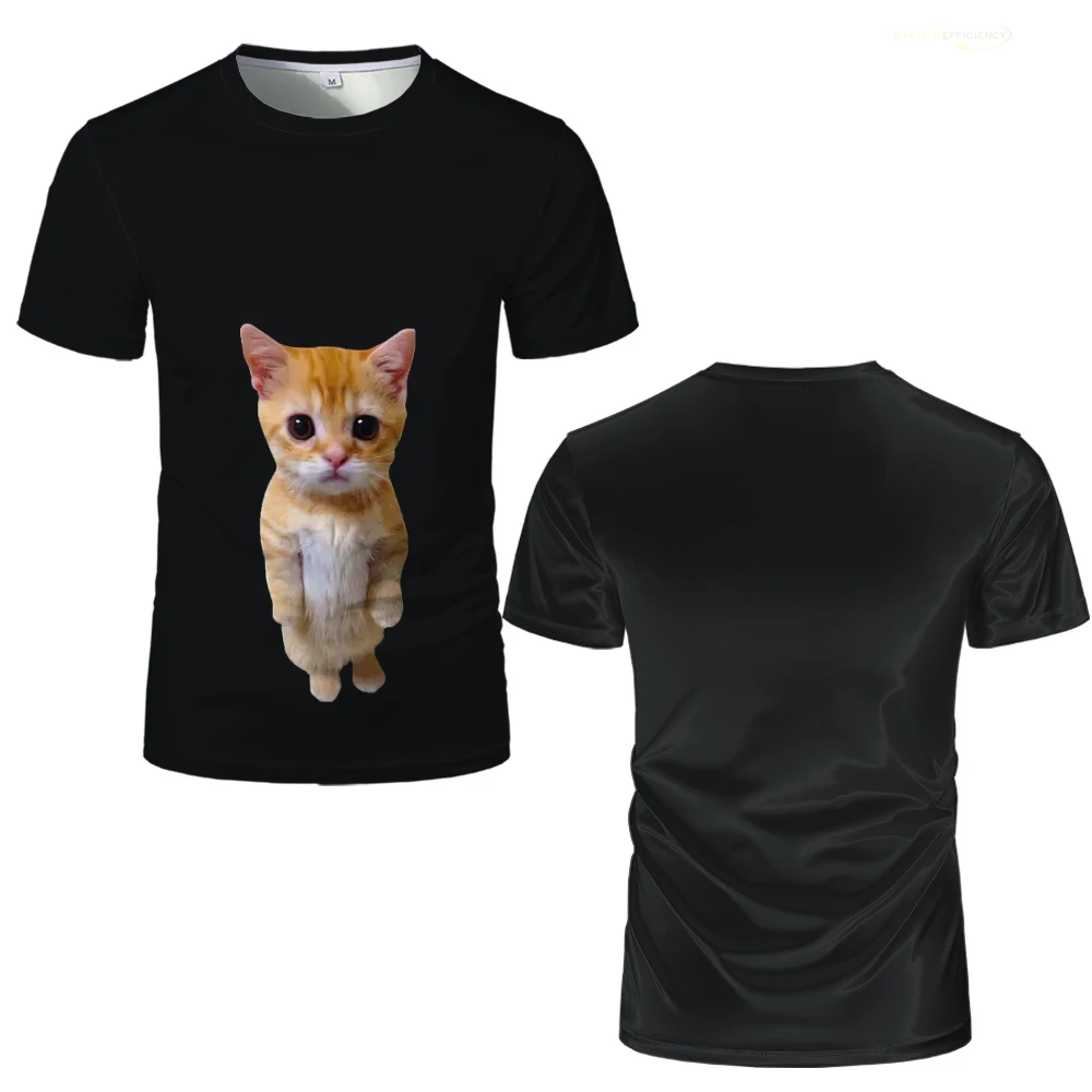 2024 New Cat Graphic 3D Printed T-Shirts Summer Fashion Casual Man Short Sleeve T Shirt Outdoors Street Style Trend Sports Tops image 2