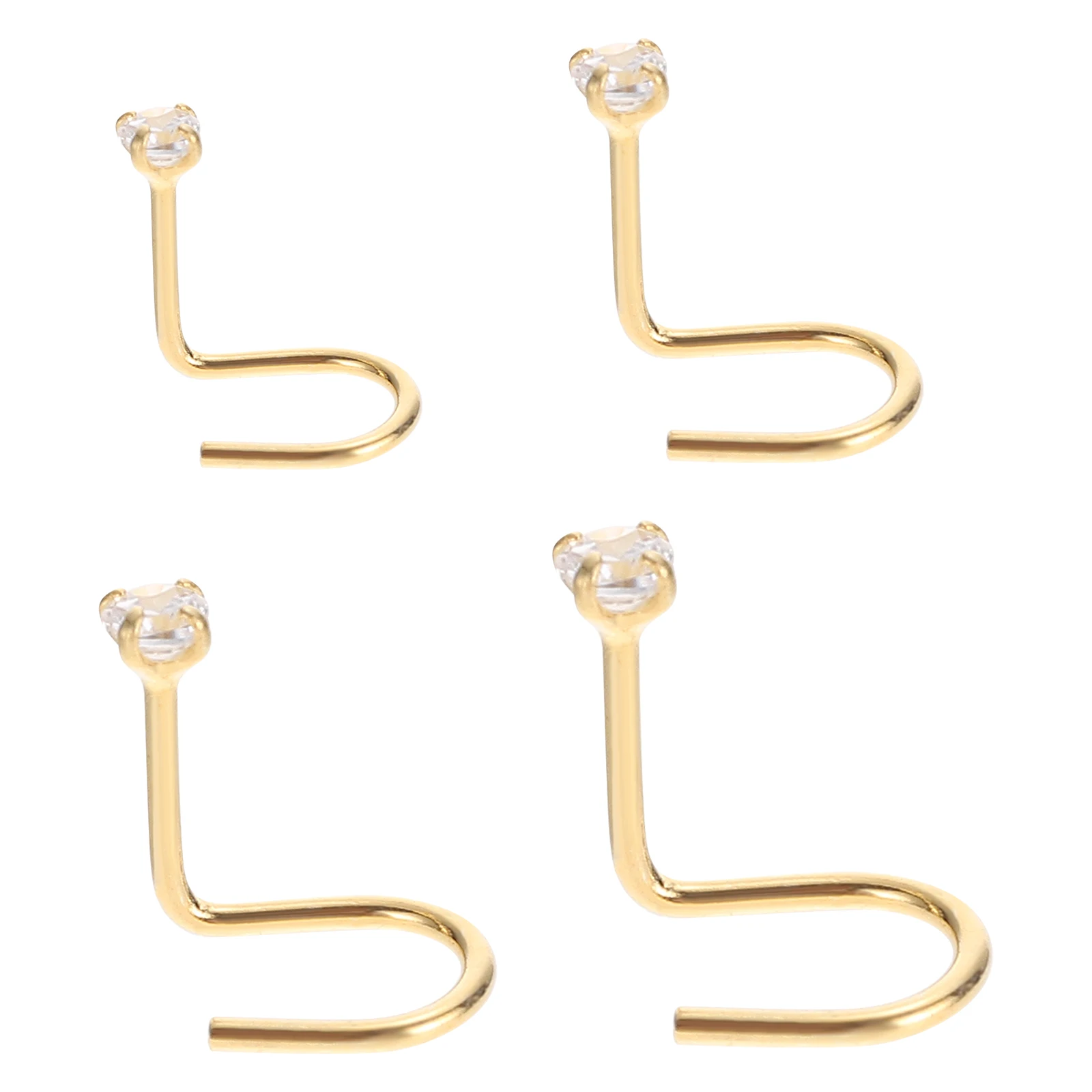 

4pcs Silver Nose Studs Rings Piercing Fashion Decorations Women Accessories Nose Piercing Kit Classic Design Long Lasting