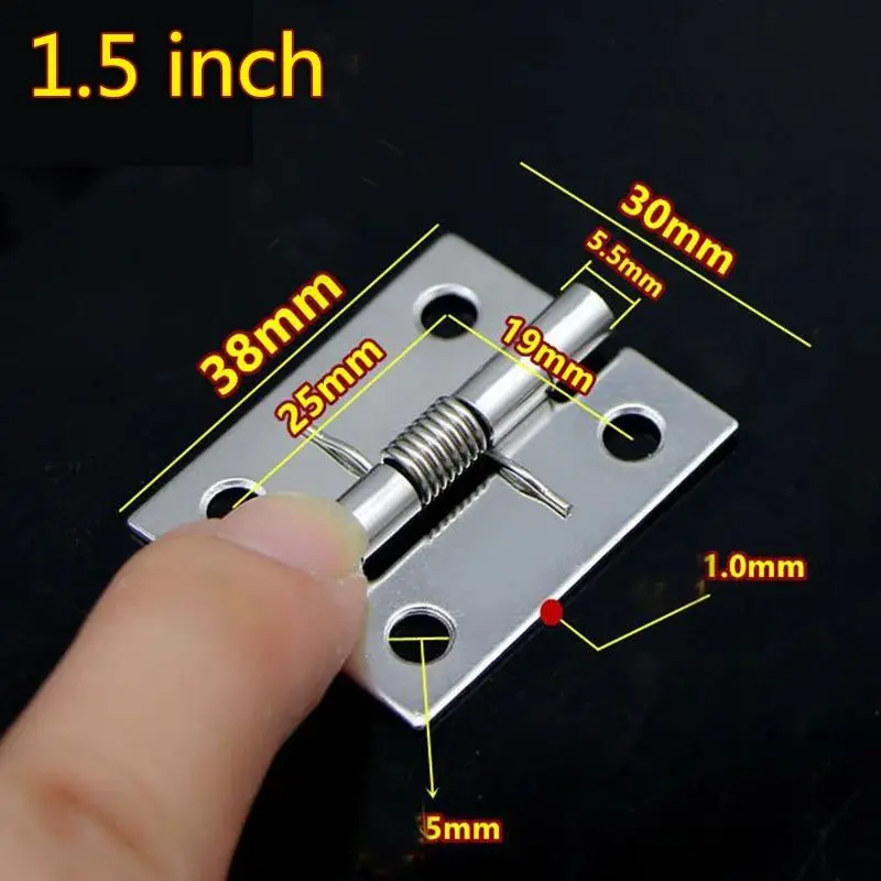 1PC Self Closing Spring Door Hinge Stainless Steel Hardware 1/1.5/2/2.5 Inch For Windows Cabinets Jewelry Boxes Door Hing