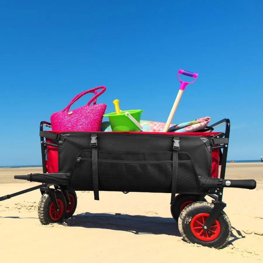 Tasca laterale pieghevole per vagone per ombrellone Borsa portaoggetti Oxford 900D con custodia in rete per accessori per carrello da giardino pieghevole Ba