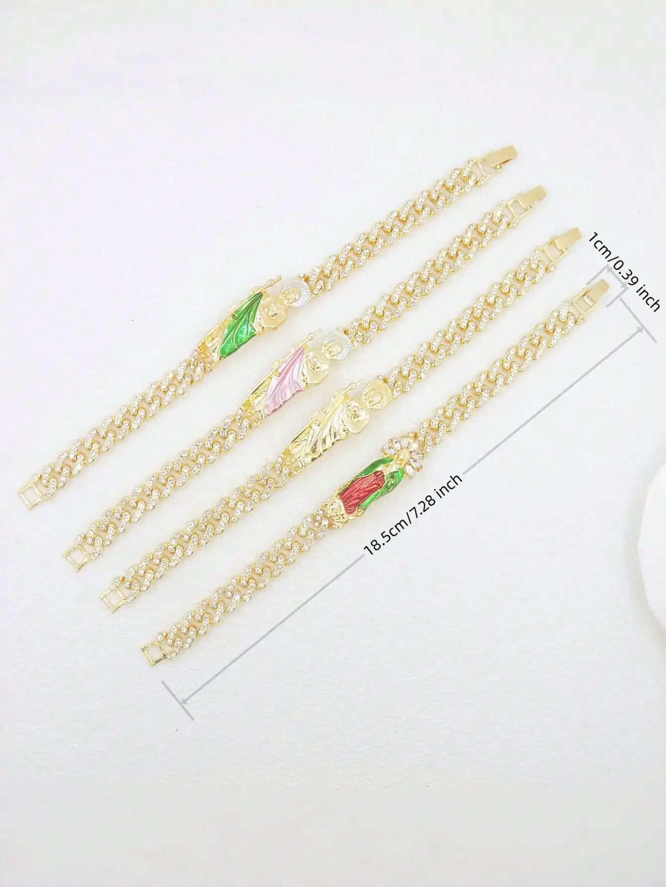1 piece 14K GoldPlated Green St Jude Virgin Mary Bracelet for Women