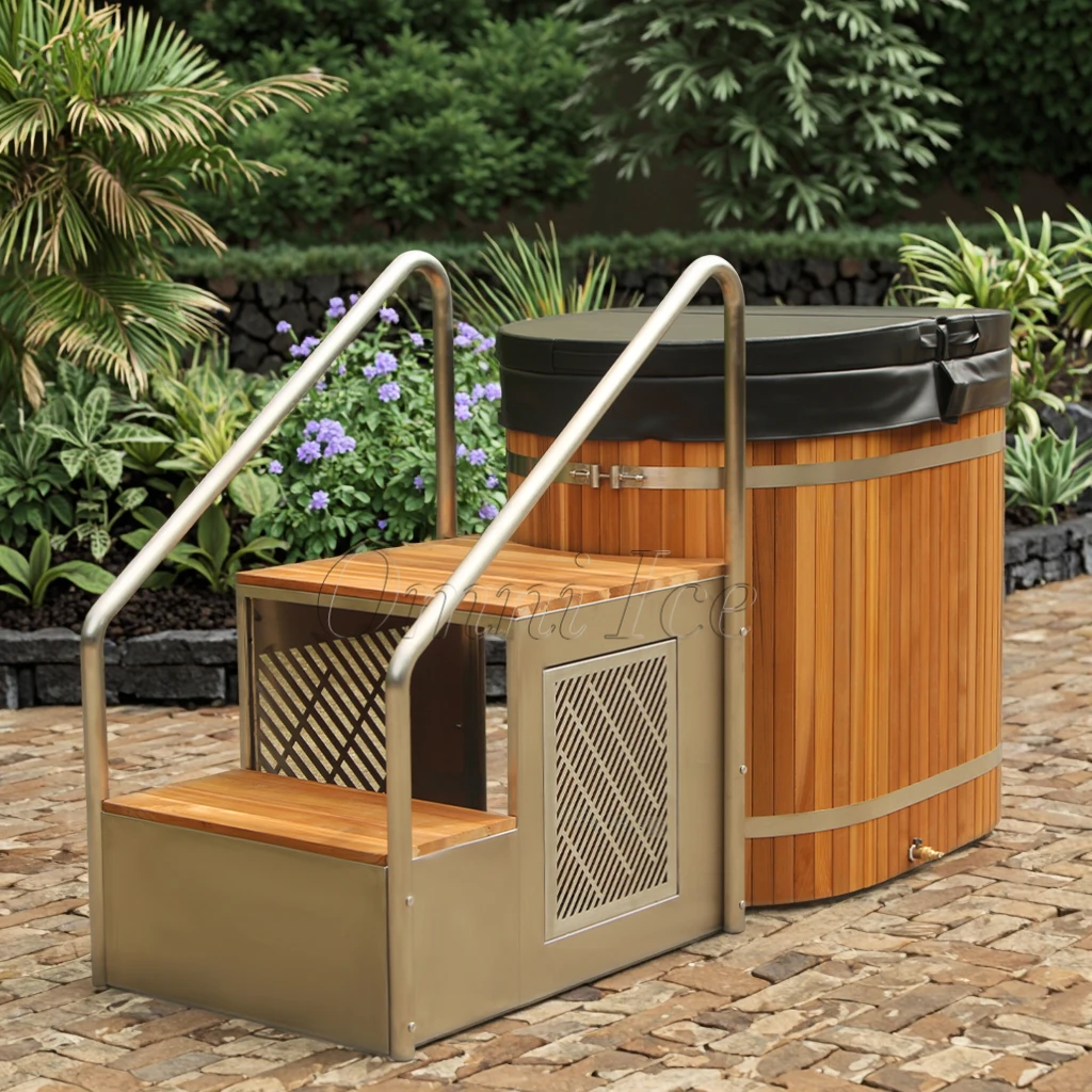 

OMNI Red Cedar Wooden Stainless Steel Bathtubs Cold Plunge Ice Bath Tub Recovery Soaking Bathtub Customized